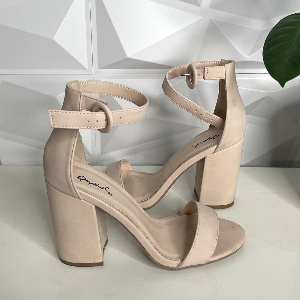 Chunky Heel Sandals Nude